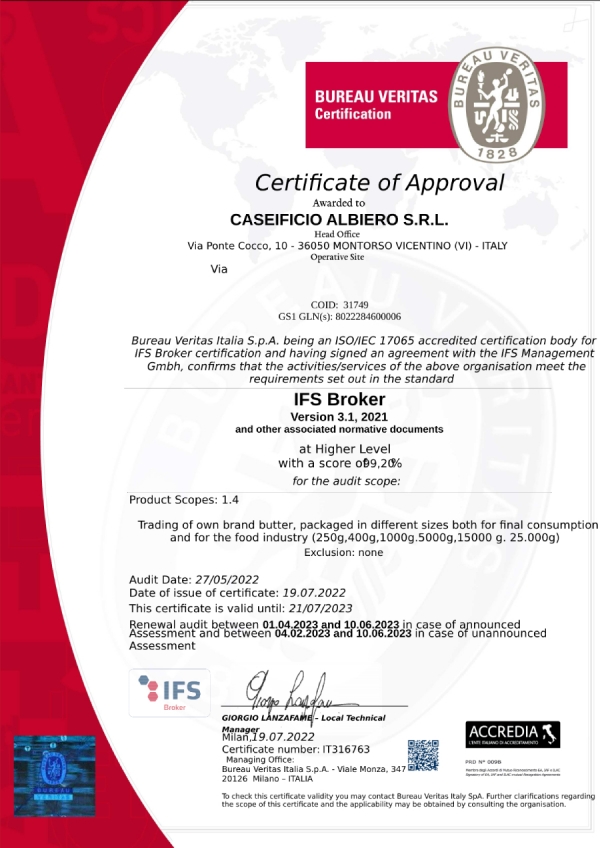 Certificazione IFS BROKER